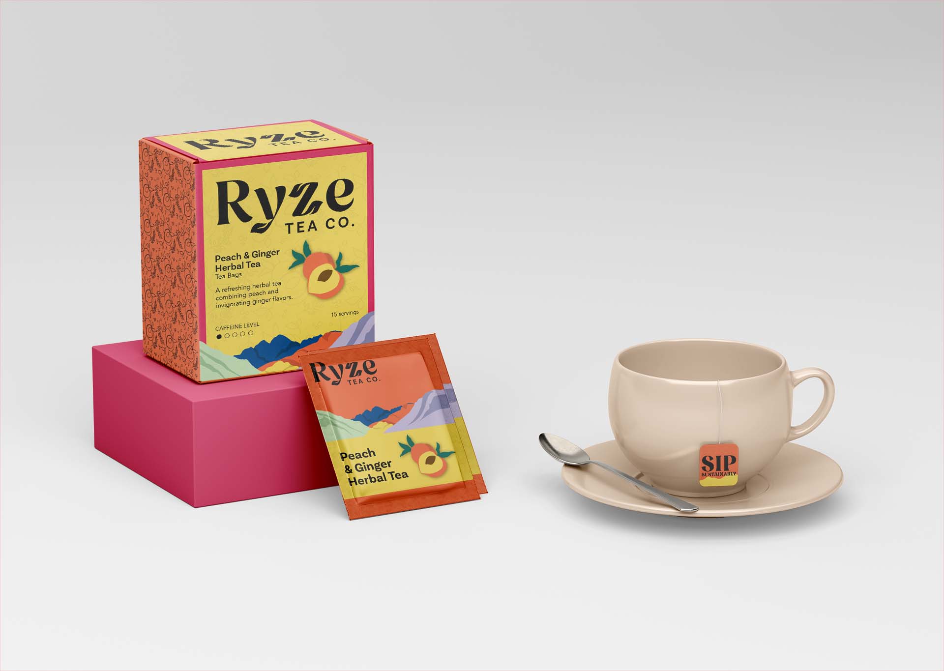 Peach and ginger tea bags Peach and ginger tea bags